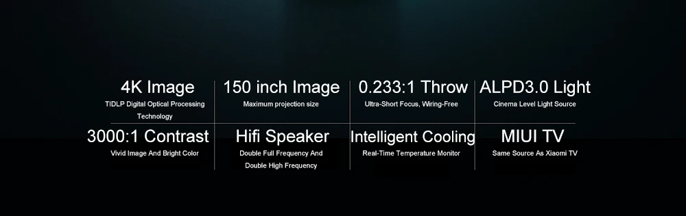 Xiaomi Mijia лазерный проектор 4K(3840x2160) альпд 3D проектор 5000 люмен T968-H Cortex-A53 4-ядерный ТВ домашний кинотеатр проектор