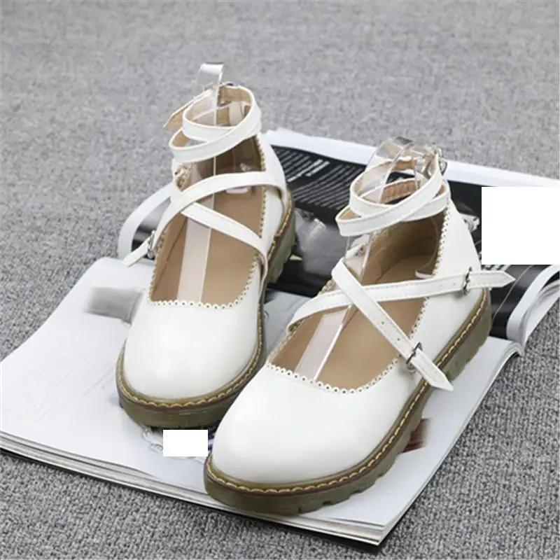 Высокие женские туфли в японском стиле с аниме «лолита» для девочек; Студенческая униформа - Цвет: Белый