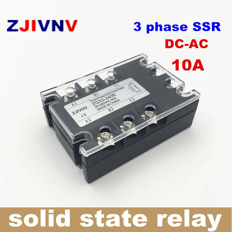 

Трехфазное твердотельное реле DC-AC 10A 3P SSR 10DA DC 3-32v Control ac 90-480v