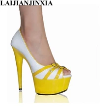 Laijianjinxia/; пикантные туфли с открытым носком Насосы сексуальный соблазн 15 см на высоком каблуке Обувь пикантные Обувь для танцев 6 дюймов Туфли на каблуке и платформе