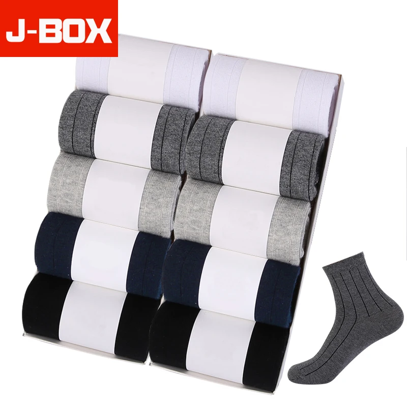 

10 Pairs Men's Long Socks 100% Cotton 2019 New Solid Black Grey Socks Business Crew Socks Men Breathable Healthy Long Men Socks
