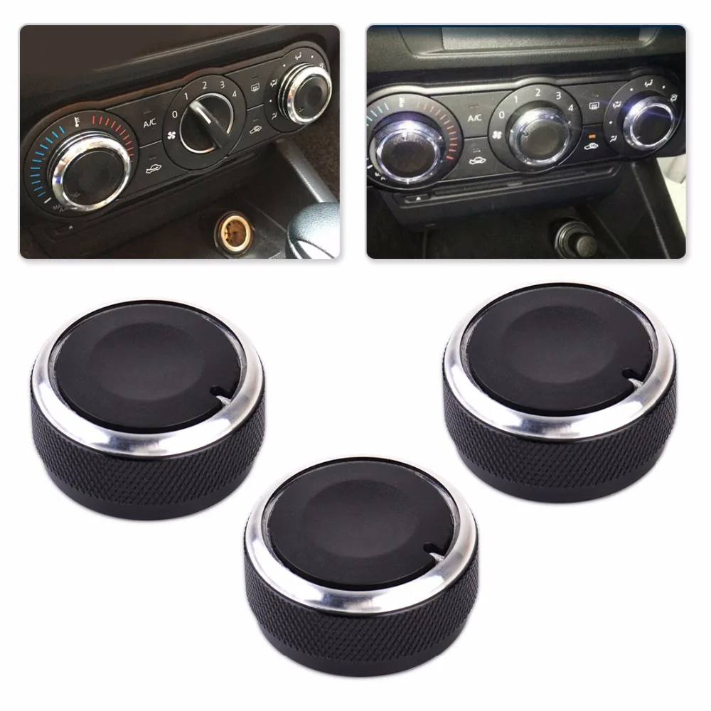 DWCX Tracking New 3Pcs Car Aluminum Alloy Air Conditioning Knobs Switch