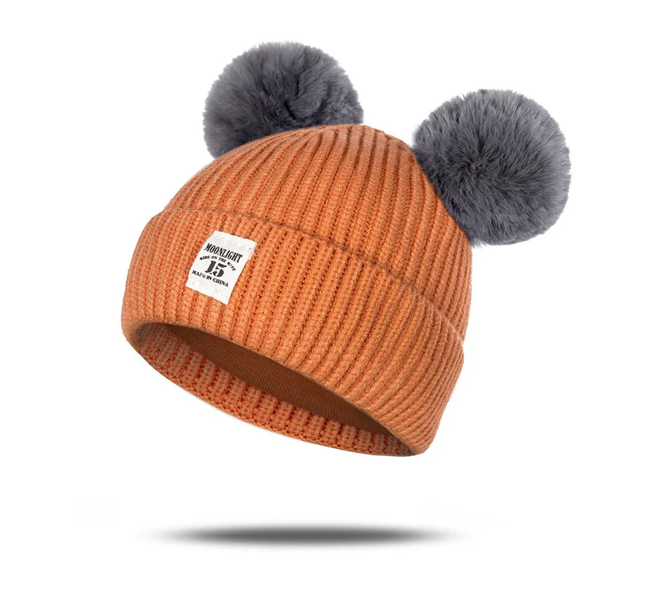MOLIXINYU/Новинка года; милая шапка для маленьких девочек; шапка с помпоном для мальчиков; зимняя шапка для детей; теплые детские вязаные шапочки для новорожденных; хлопковая шапка