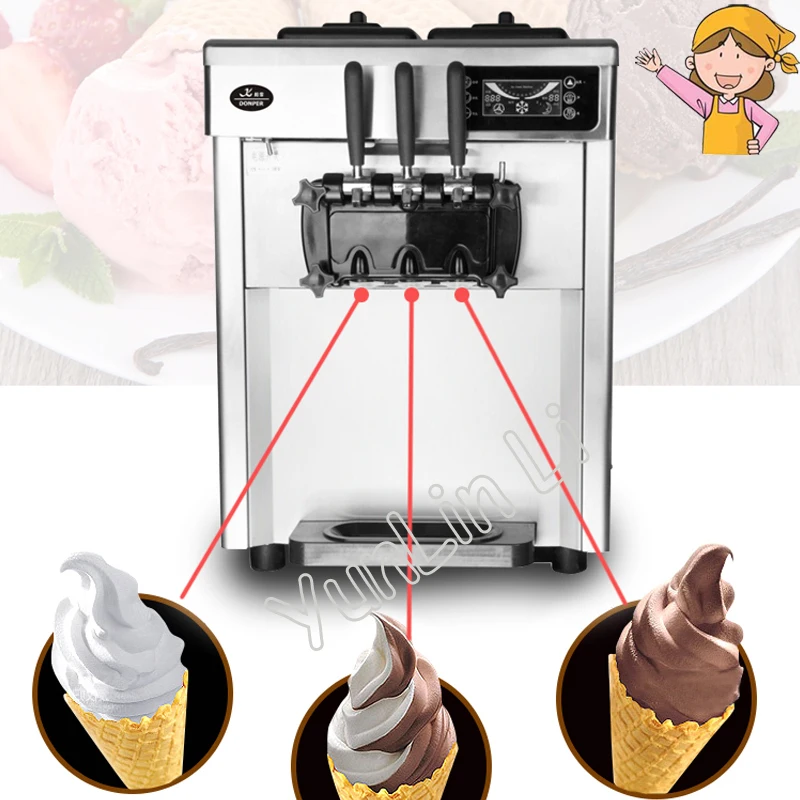 220V Automatic Desktop Ice Cream Maker 2300W Steel Ice Cream Cone