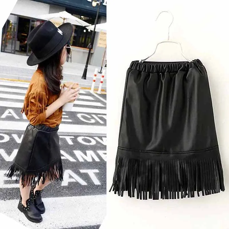 new toddler girls tutu skirt black tassel pu leather skirt cool all
