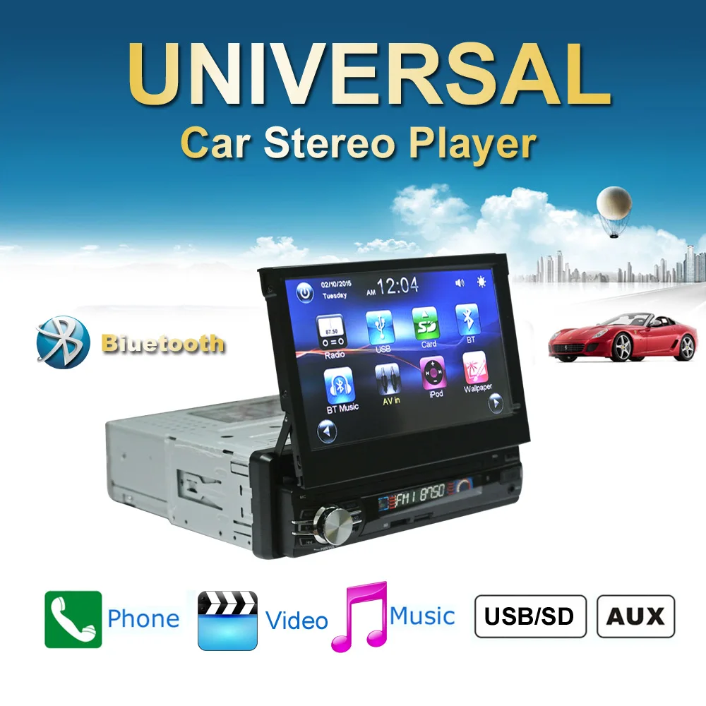 

RM - CW0013 Car MP5 Player 7 inch Retractable Car Multimedia Players Touch Screen Bluetooth FM Radio Steering Wheel Control