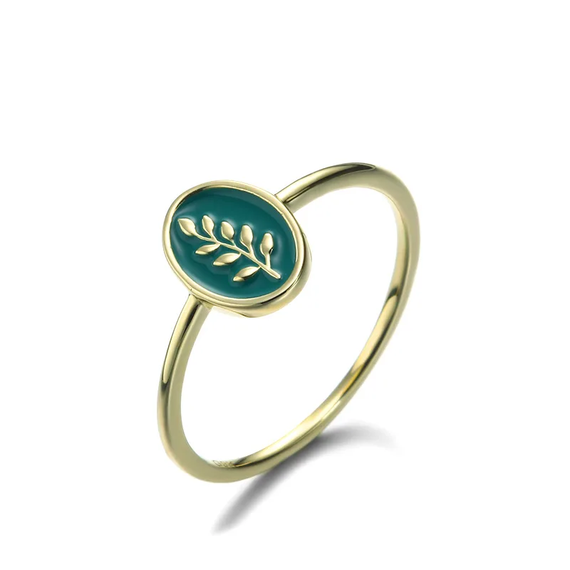 

Bohemia 9K Pure Real Yellow Gold Leaf Enamel Rings Bands for Women Girl Fancy Solid Genuine Fine Jewelry Anniversary Gift Party