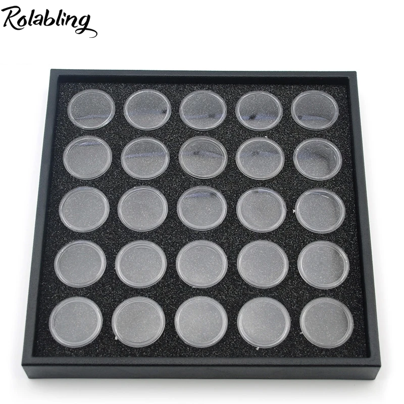 

Rolabling 25 Pots Nail Art Display Box For Show Nail Rhinestones Decoration Manicure Tool Nail Empty Case Nail Display