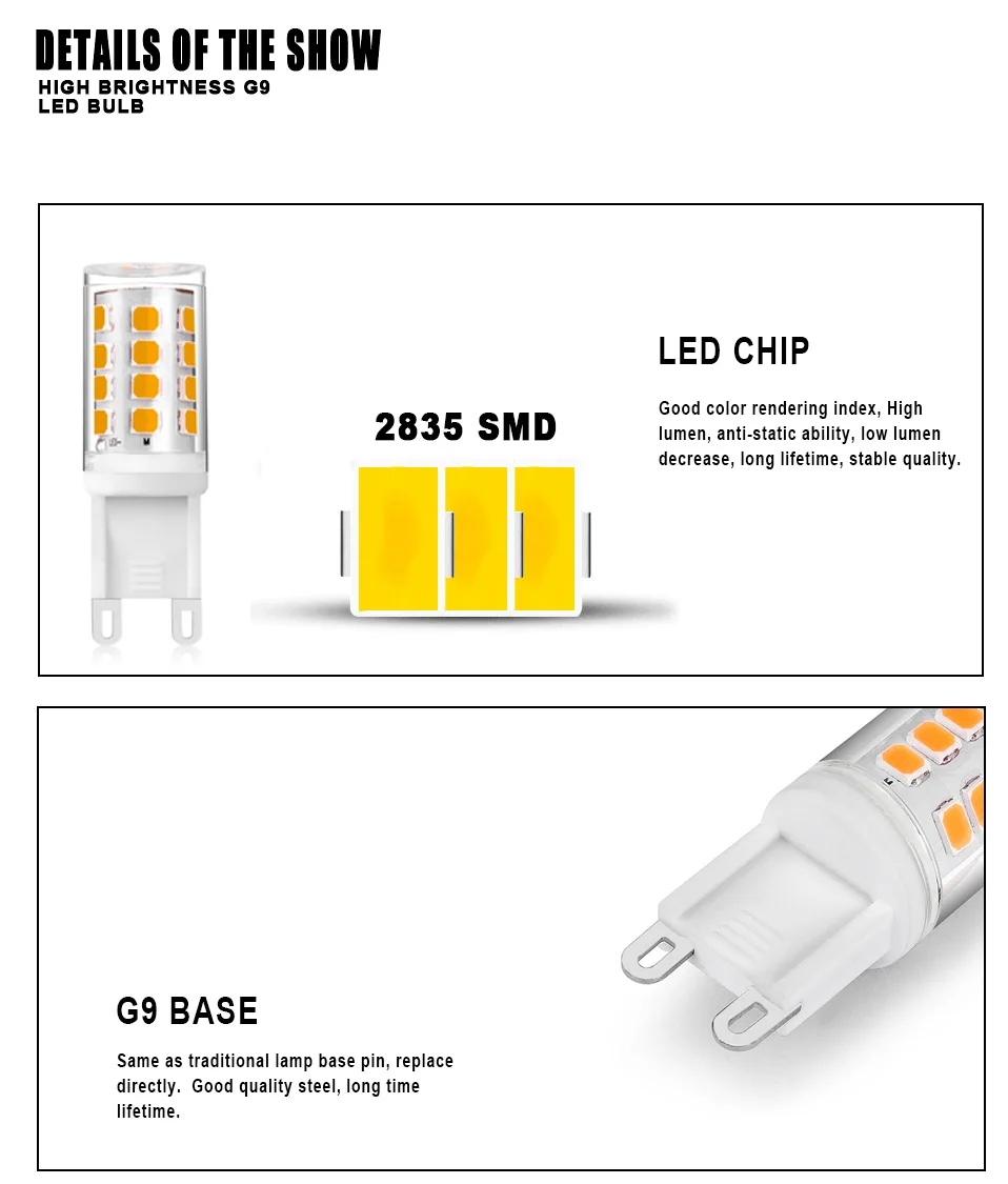 10 шт без мерцания G9 светодиодный светильник 240lm AC 220 V светодиодный лампы SMD2835 28 светодиодные прожекторы для хрустальная люстра заменить 30 Вт