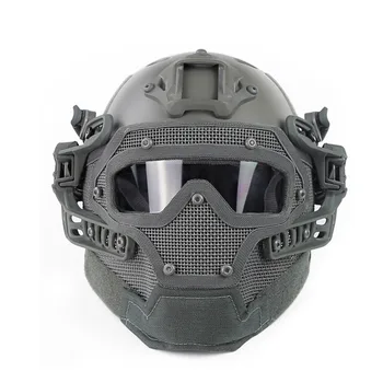 

Grey Airsoft Paintball Tactical Helmet Protective Fast Helmet ABS Tactical Mask with Goggles for Airsoft Paintball WarGame