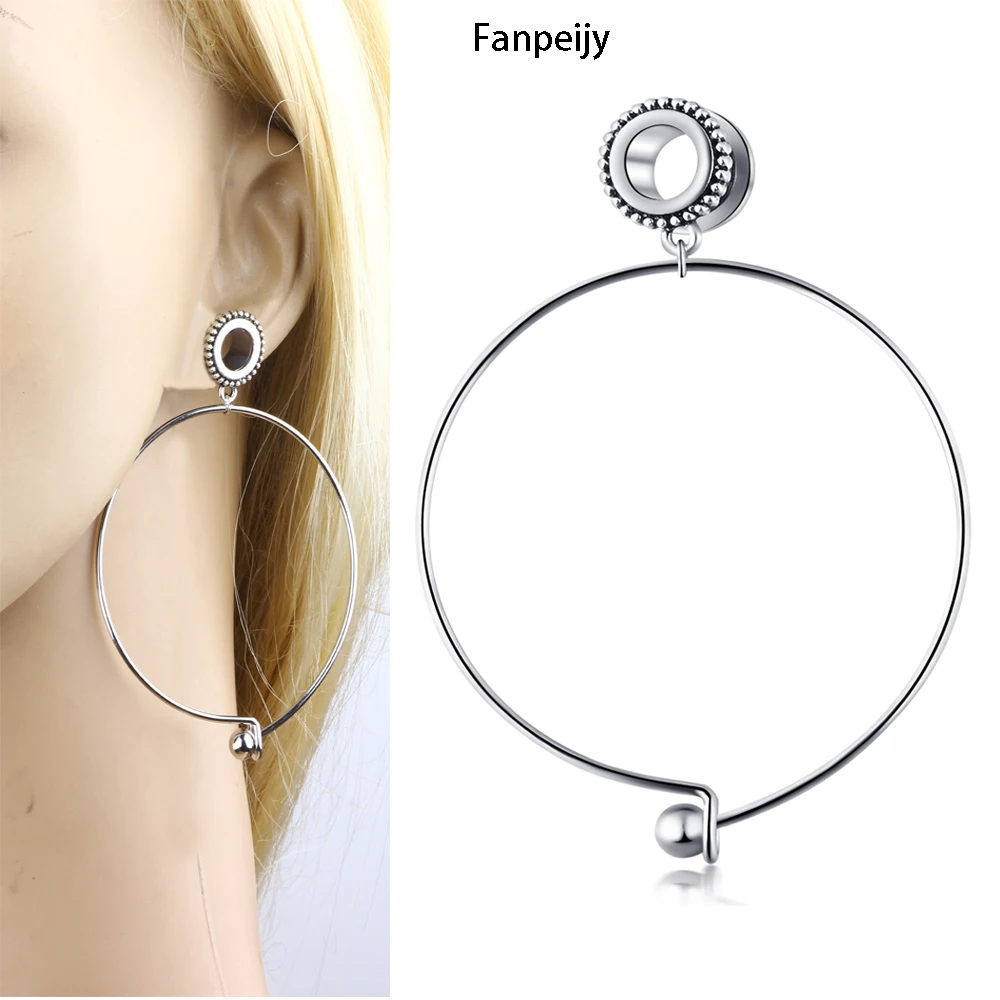 Buy Fanpeijy Stainless Screw Ear Flesh Tunnels Large Hoop Earring Plugs
