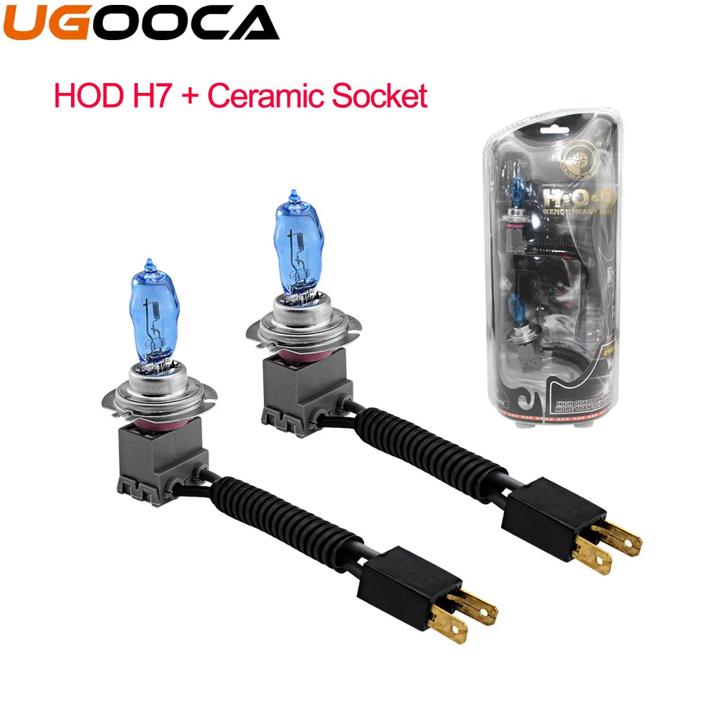 

2 x H7 Xenon Halogen HOD Auto Headlight Car Fog Lamp Replacement Bulb Kit 6000K 12V 55W With Socket