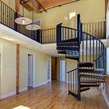 

Canada prefabricated beech wood spiral stairs with pvc handrail