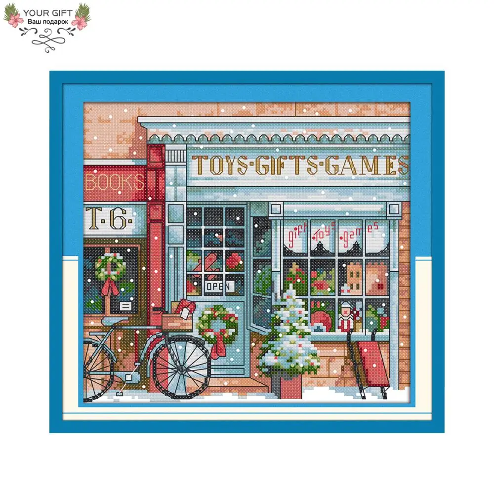 

Joy Sunday Gift Toy Shop Needlework C577 Home Decor Counted and Stamped Gift Toy Shop Needlework Christmas Cross Stitch kits