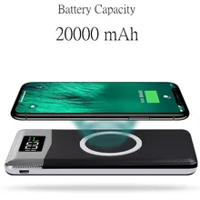 20000mah QI Wireless 2USB Ports Charger 5W Pad Power Bank Built-in Wireless Charging Universal for iPhone 8 8plus X