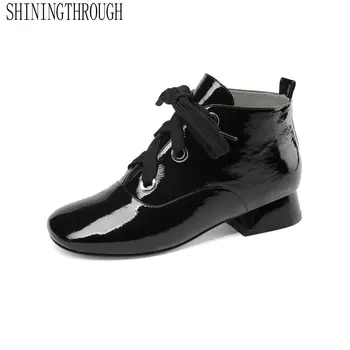 

Genuine Leather Ankle Women Boots Fashion Sexy Squanr High Heel Women Shoes Spring Autumn Party Dancing Ladies Shoes