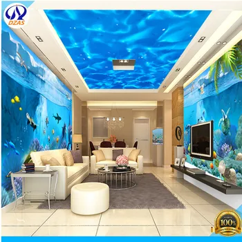 

Serafi murals children 's room environmental protection background wall decoration painting 3D visual underwater world wall clot