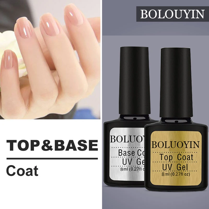 

2pcs Base Top Coat Transparent Gel Nail Polish UV 10ml Soak Off Primer Gel Varnish Lacquer Matte Tempered Top Nail Manicure