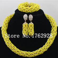 Разнообразные стили цвета шампанского Костюм на свадьбу и праздник Цепочки и ожерелья ювелирные хрустальные бусы Африканский Свадебный комплект ювелирных изделий