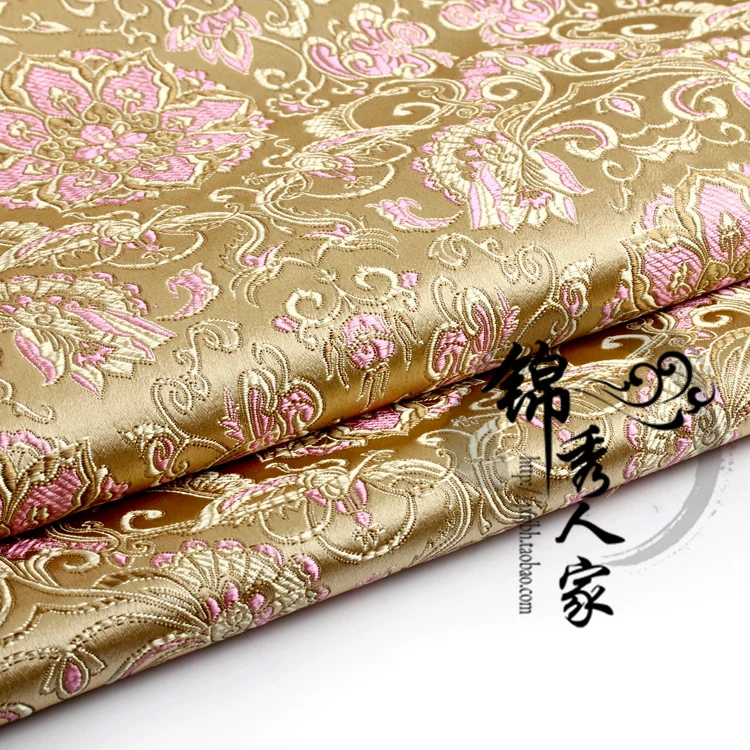 

gold flower Brocade Fabric Damask Jacquard Apparel Costume Upholstery Furnishing Curtain Materil diy fabric for dolls 75cm*50cm