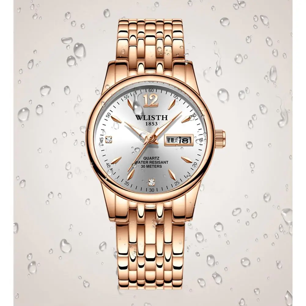 

LinTimes Women Watches Casual Quartz Watch Stainless Steel Wrist Waterproof Luminous Pointer Business WristWatch