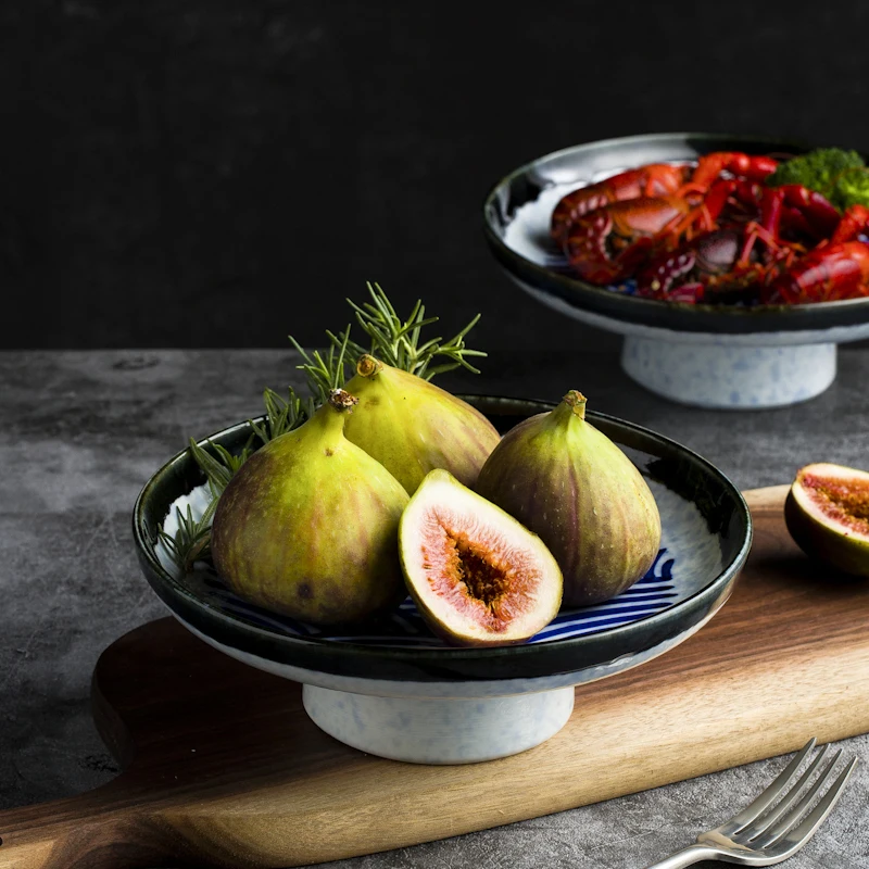 

Japanese ceramic High-foot Fruit Plate Living room snack tray Cake Tray Dessert Shelf Kitchen Tableware Decorative fruit Plate
