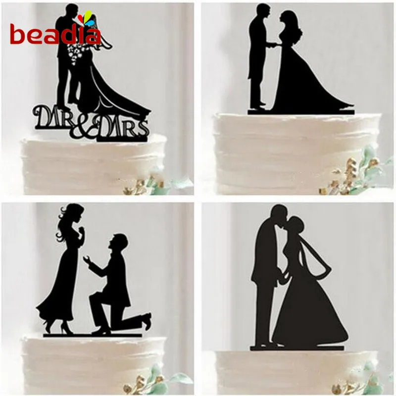 

Hot Cake Topper Wedding Mr Mrs Love Acrylic Black Toppers Romantic Bride Groom For Wedding Decoration Marriage Party Favors