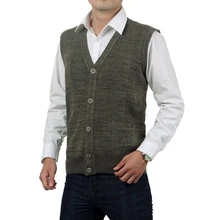 WAEOLSA Mature Men Textured Knitted Vest Gray Waistcoat Father Herringbone Vests V-neck Weskit Grandpa Single Breasted Gilet 2XL WAEOLSA Mature Men Textured Knitted Vest Gray Waistcoat Father Herringbone Vests V-neck Weskit Grandpa Single Breasted Gilet 2XL