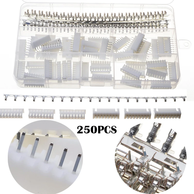

YT 250PCS 8 Pin White Dupont Electrical Wire Pin Jumper Header Housing Connectors Kit Male Female Cable Crimp Terminals