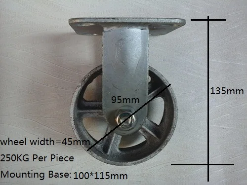 

4" Cast Iron Caster Rigid Fixed Castor