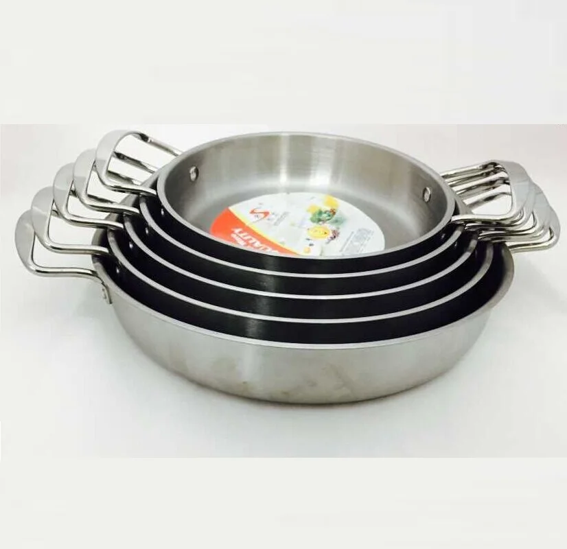 22cm Non coating Stainless Steel Fry Pan Griddles & Grill Pansin Pans from Home & Garden on