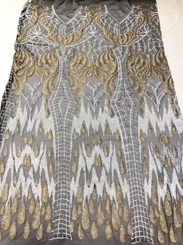 

tulle lace fabric latest sequins embroidered mesh tulle fabric CiCi-111517 for women dress