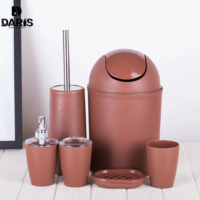 SDARISB 6PCS Solid Luxury Plastic Bathroom Accessories Set Wash Suit Shell Bath Set Tumbler Toothbrush Holder Set Bath Storage