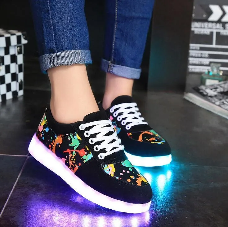 Женская обувь со светодиодами; большие размеры enfant детская обувь со светодиодной подсветкой для мальчиков спортивные светодиодный обувь для детей девочек USB обувь с подсветкой