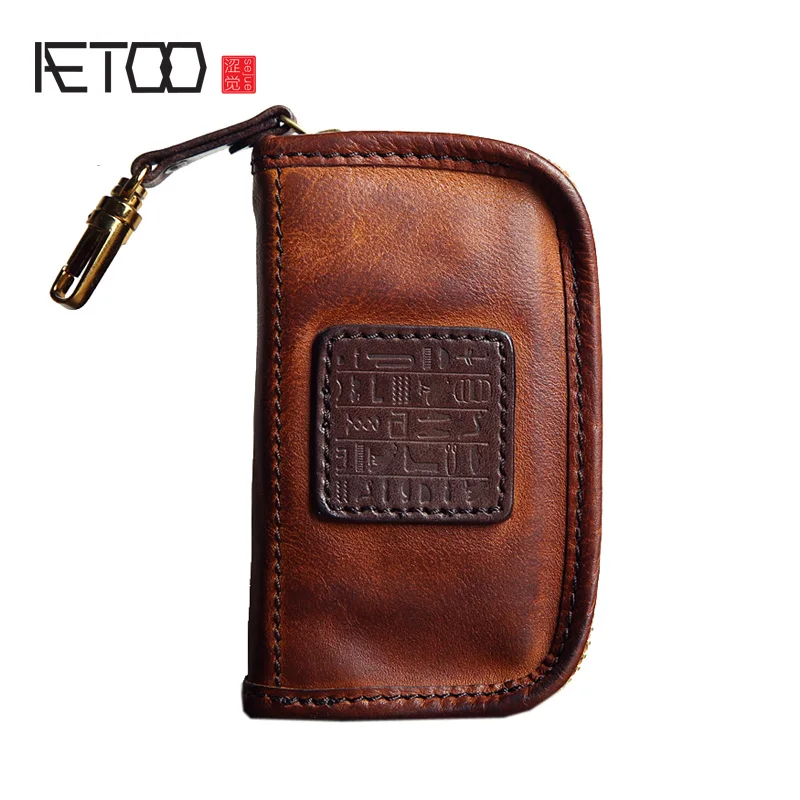 

AETOO Fashion Luxury Unisex Door Car Key Genuine Leather Keychain Holder Bag Purse Key Wallet Case Wholesales