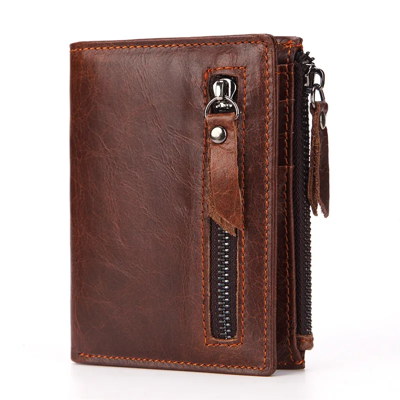

Genuine Leather Men Wallets Bifold Purse Vintage Leather Clutch Men Wallets Retro Designer Coin Pocket Card Holder Male Purse