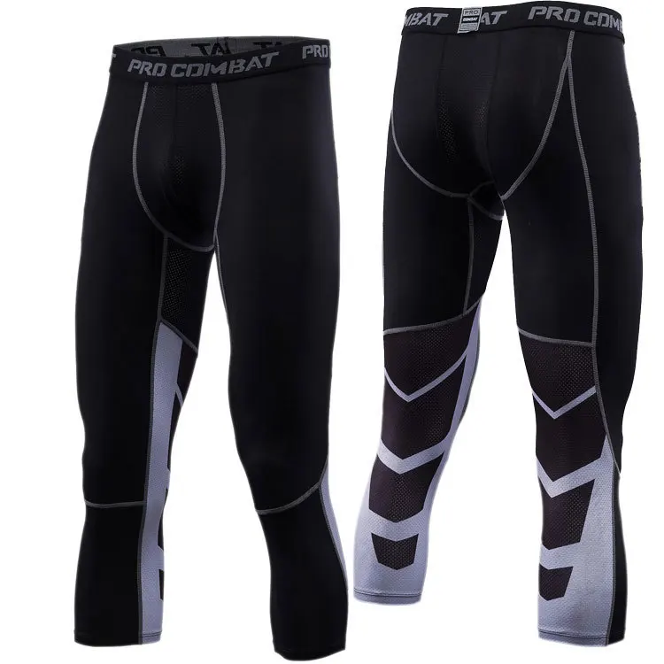 

3/4 Gym mens leggings New Compression Sports Tights Sweat Pants For Men Jogging Trousers Running Quick Dry Sporswear Fitness