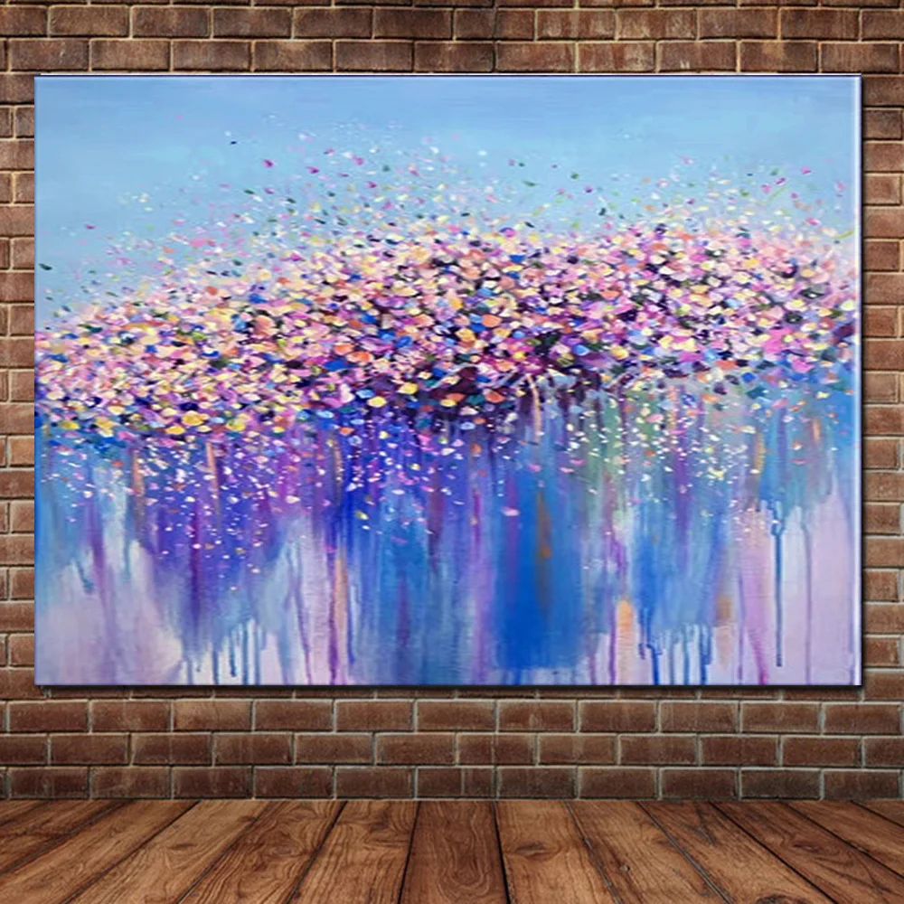 Aliexpress.com : Buy Hand Painted Modern Art Abstract Blue Pink Flower