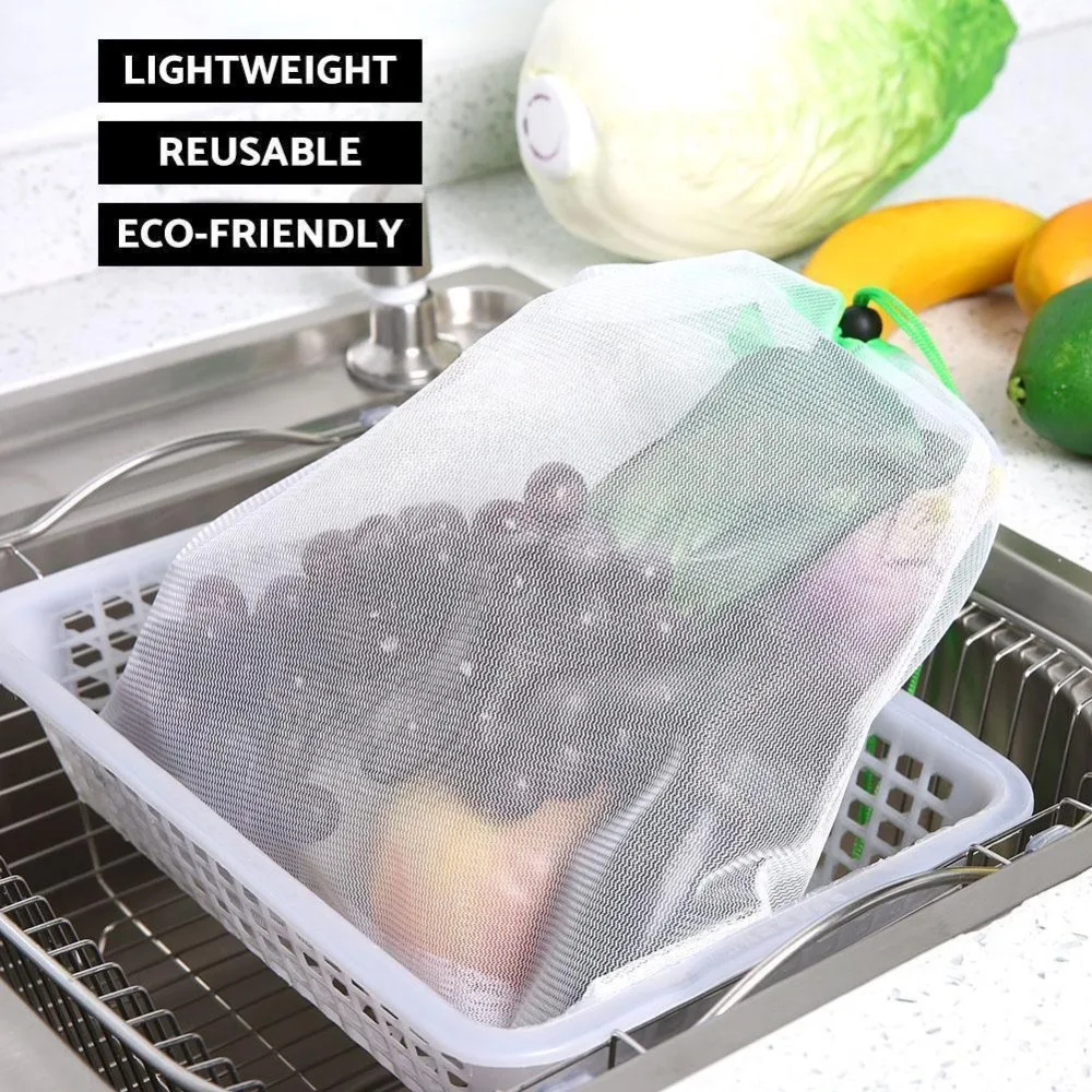 1 шт. многоразовые сетчатые сумки для производства моющиеся экологически чистые сумки для хранения продуктов, фруктов органайзер для овощей оптом