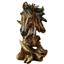 Искусственная деревянная голова лошади статуя животных декоративная статуэтка Смола искусство и ремесло украшение дома R47