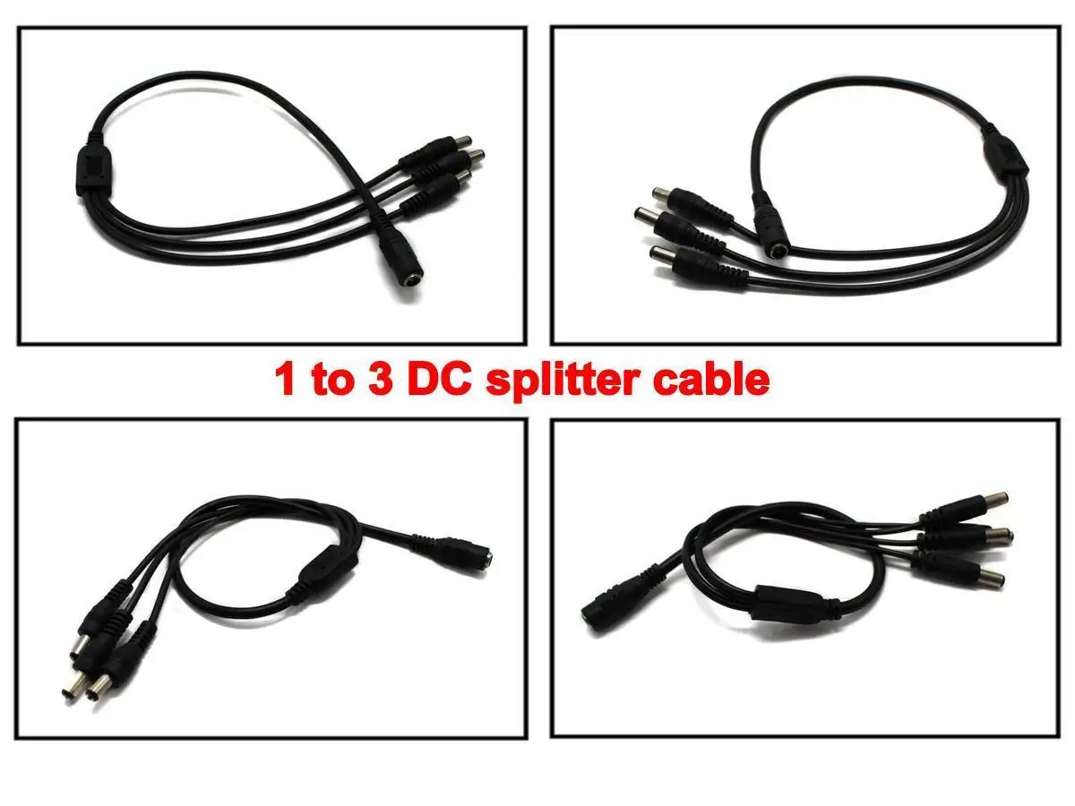 DC Мощность Jack 1 DC Женский до 3 Мужской Splitter Соединительный кабель для видеонаблюдения Камера