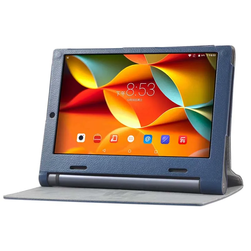 Ультратонкий кожаный чехол книжка с полной защитой личи для планшета Lenovo YOGA Tab 3