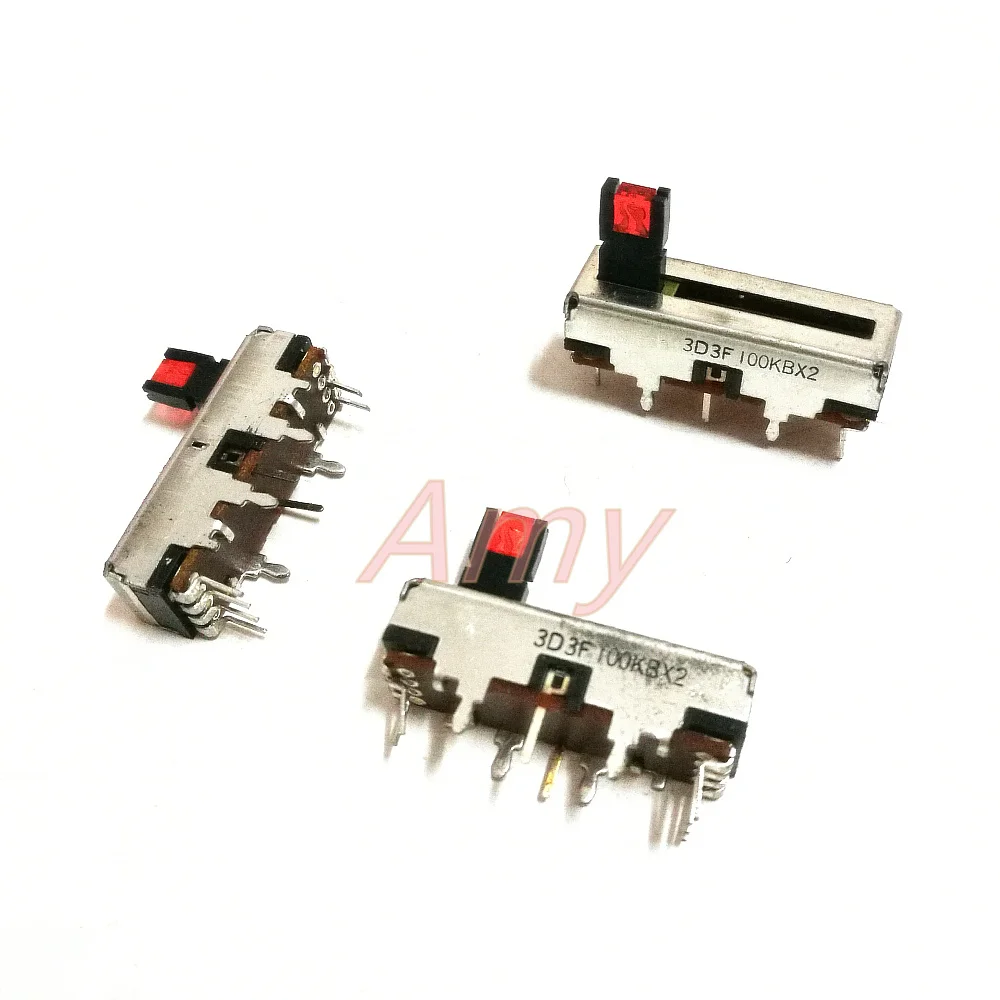 

20pcs/lot Taiwan 3 cm potentiometer 100KB*2 with light with midpoint 30MM straight sliding potentiometer
