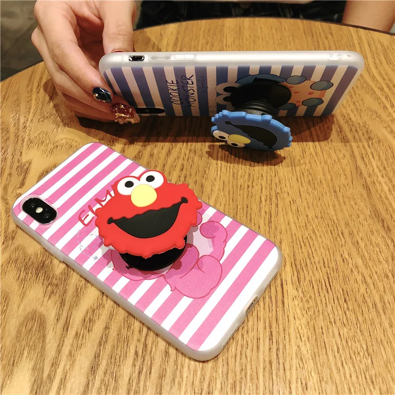 

New Cute Cartoon Silicone case for iphone X XR XS XS Max 6 6s 7 8 7plus mobile phone cover with air bag Stand holder