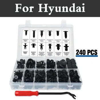 

240pcs Car Fender Shield Clips Body Assortment 12 Set Fastener Rivets For Hyundai Coupe Dynasty Elantra Equus Genesis Veloster