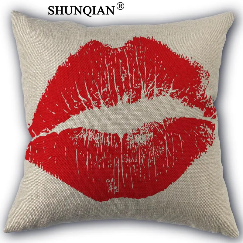 Pillowcase Губы белье хлопок Подушки Детские Чехлы для мангала печатной площади Главная Декоративные без core Подушки Детские дело 45x45 см одна сторона - Цвет: Pillowcase