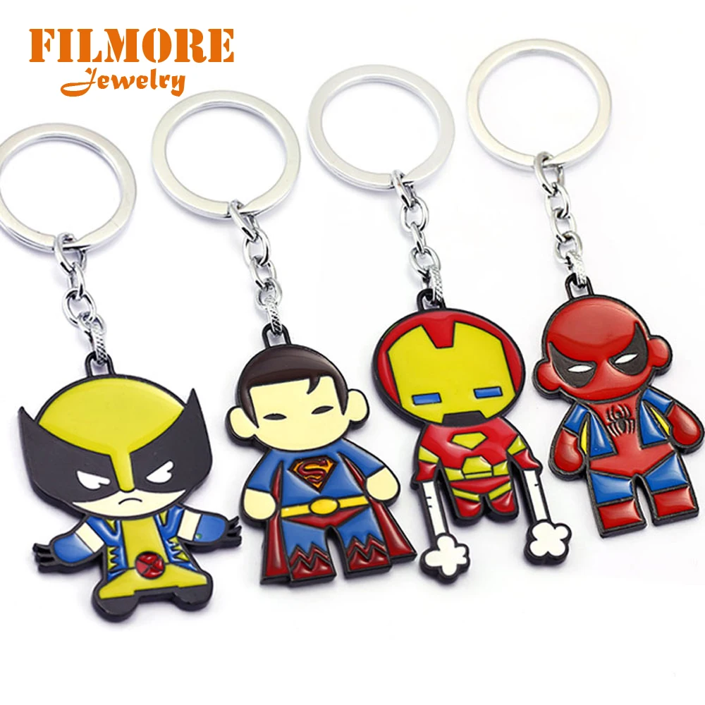 

Filmore Cartoon Figure Keychain Spider Man Super Man Iron Man Model Alloy Keychain for Fans Key Chain Sleutelhanger Ring