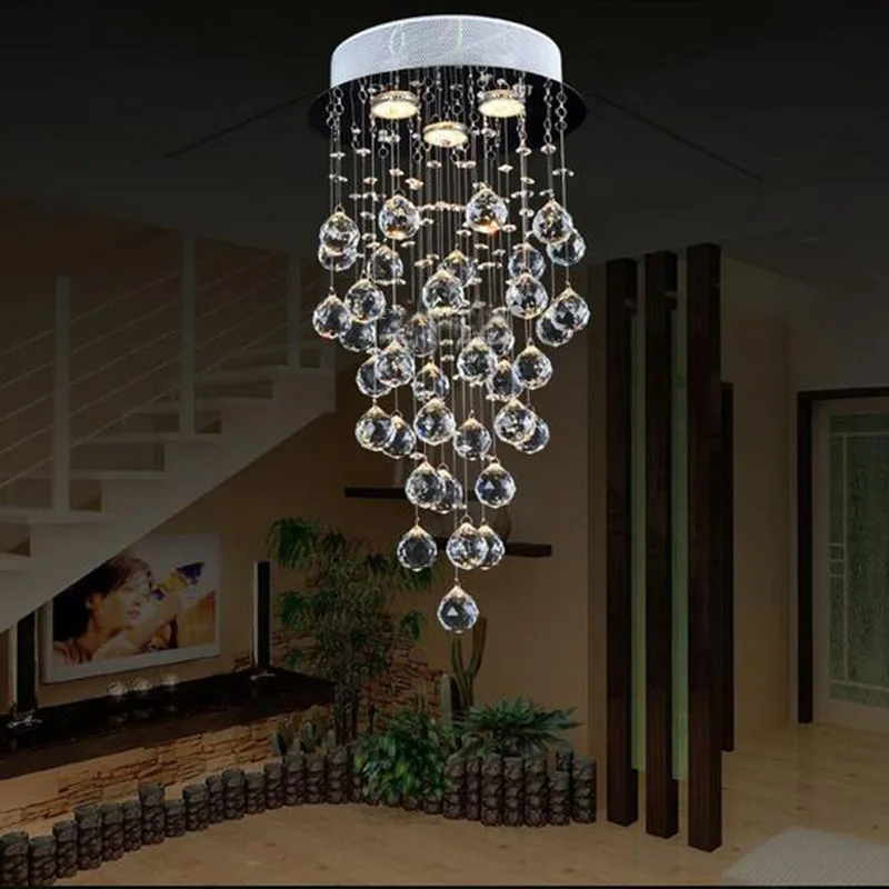 Новая современная светодиодная хрустальная люстра K9, круглая лампа, подвесные лампы для комнаты, лестничные огни, потолочный светильник