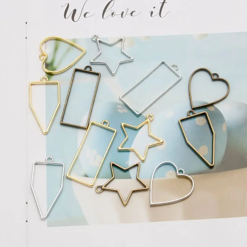 

10Pcs Frame Pendant Open Back Bezel Geometric Hollow Frame Resin Jewelry Making
