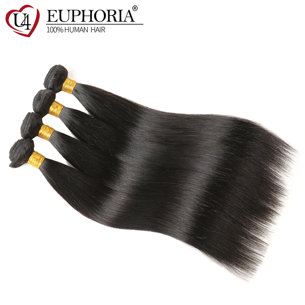 

Natural Color Straight Human Hair Weave Bundles 1/3 PCS EUPHORIA Brazilian 100% Human Hair Weft Extensions Non Remy Weaving Hair